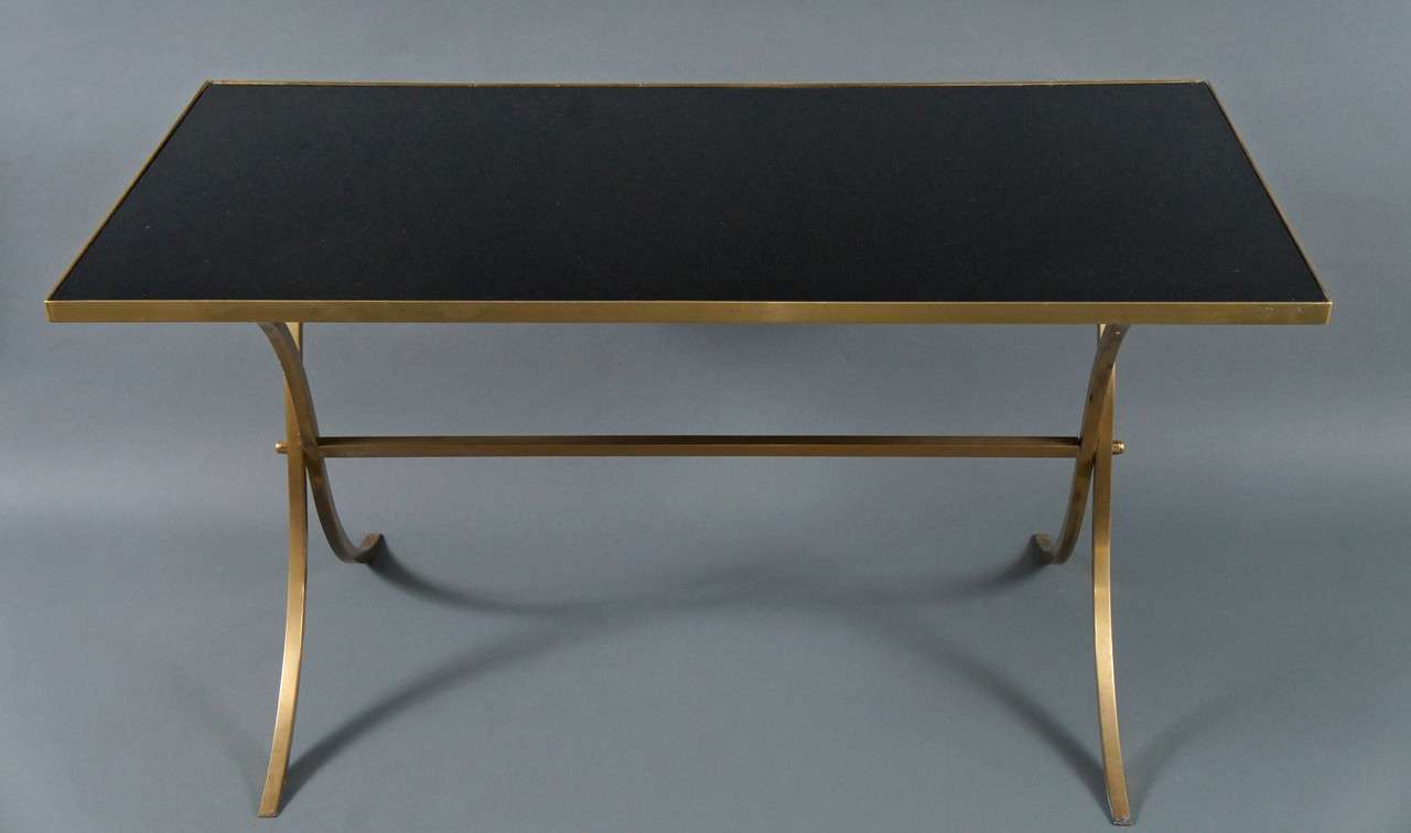black and brass coffee table
