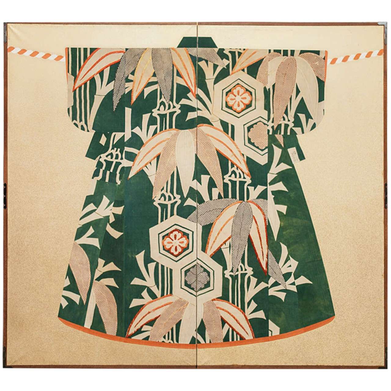 Japanese TwoPanel Screen "Kimono on Screen" For Sale at 1stdibs