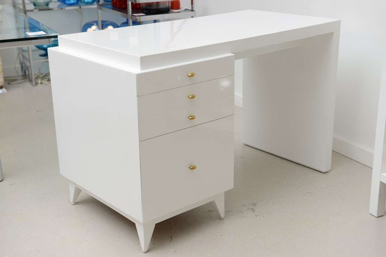 American Mid Century Modern White Lacquer Desk