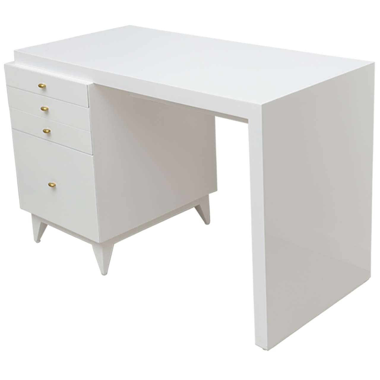 Mid Century Modern White Lacquer Desk