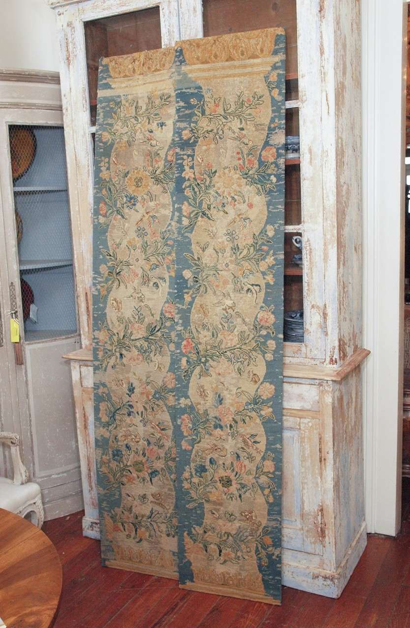 Pair of 19th century cotton and silk panels