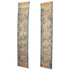 Pair of 19th century cotton and silk panels