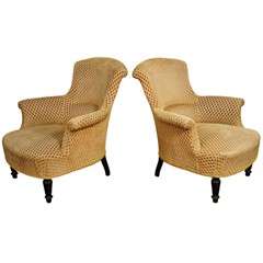 French Napoleon III Upholstered Pair of Side Chairs