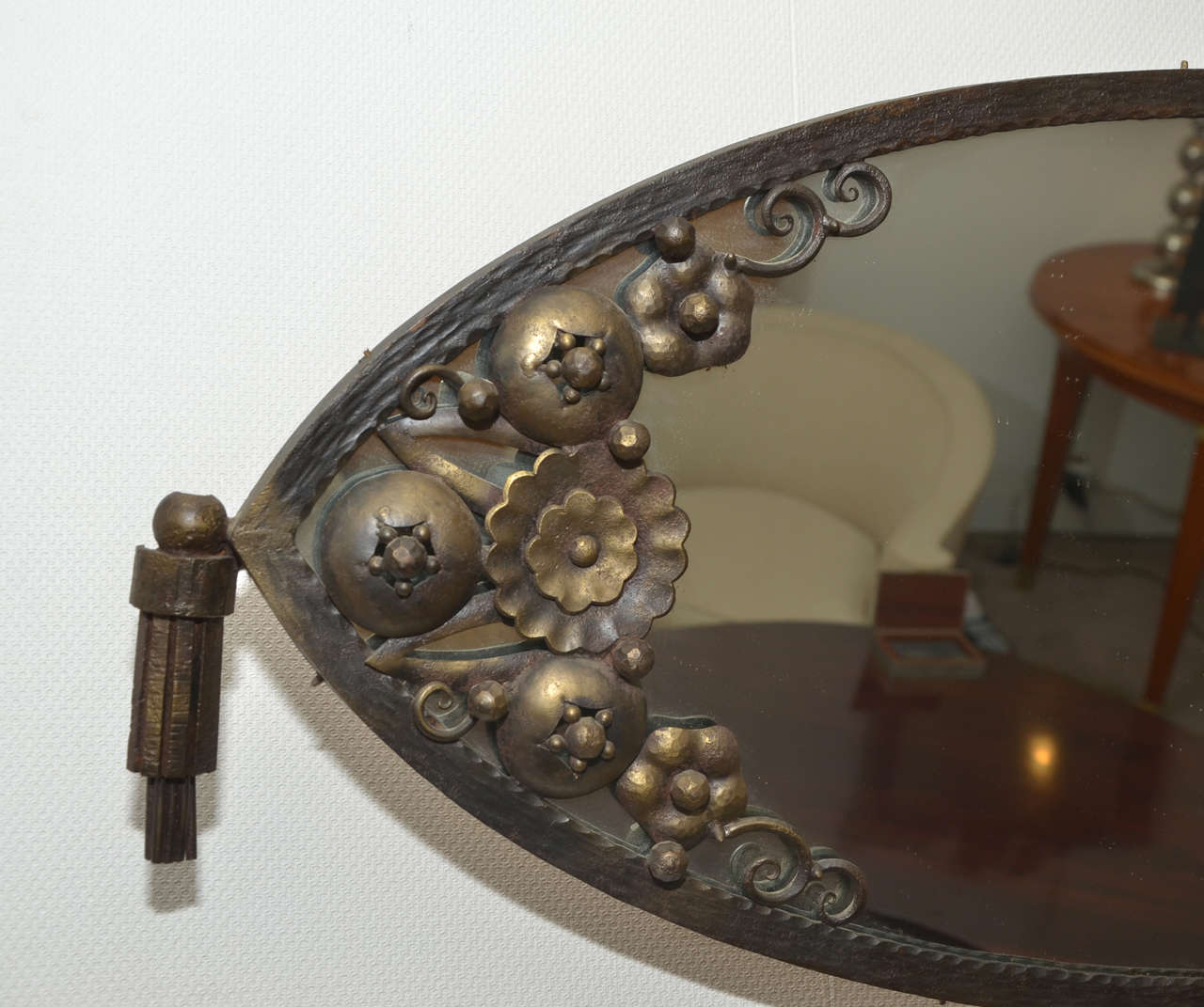 French 1920s Oval Mirror For Sale