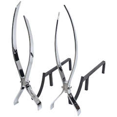 Set of Modern Nickel-Plated Andirons in the Style of Danny Alessandro 9