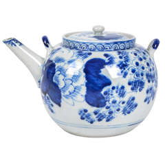Antique 19thC, CHINESE, Blue and White TEAPOT, Porcelain