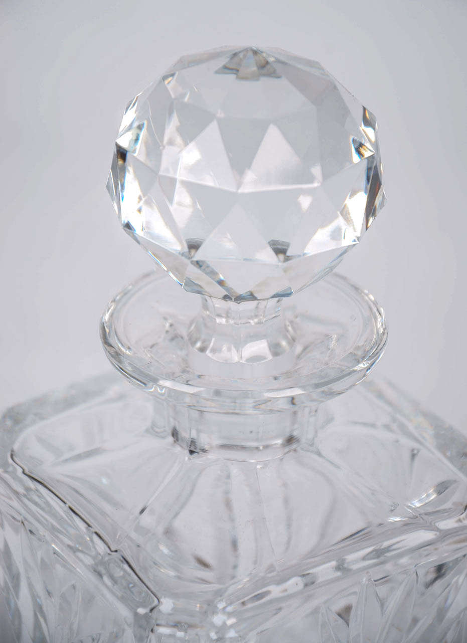 19thC, TANTALUS, 3 x Glass CRYSTAL DECANTERS, Mahogany Lockable Case