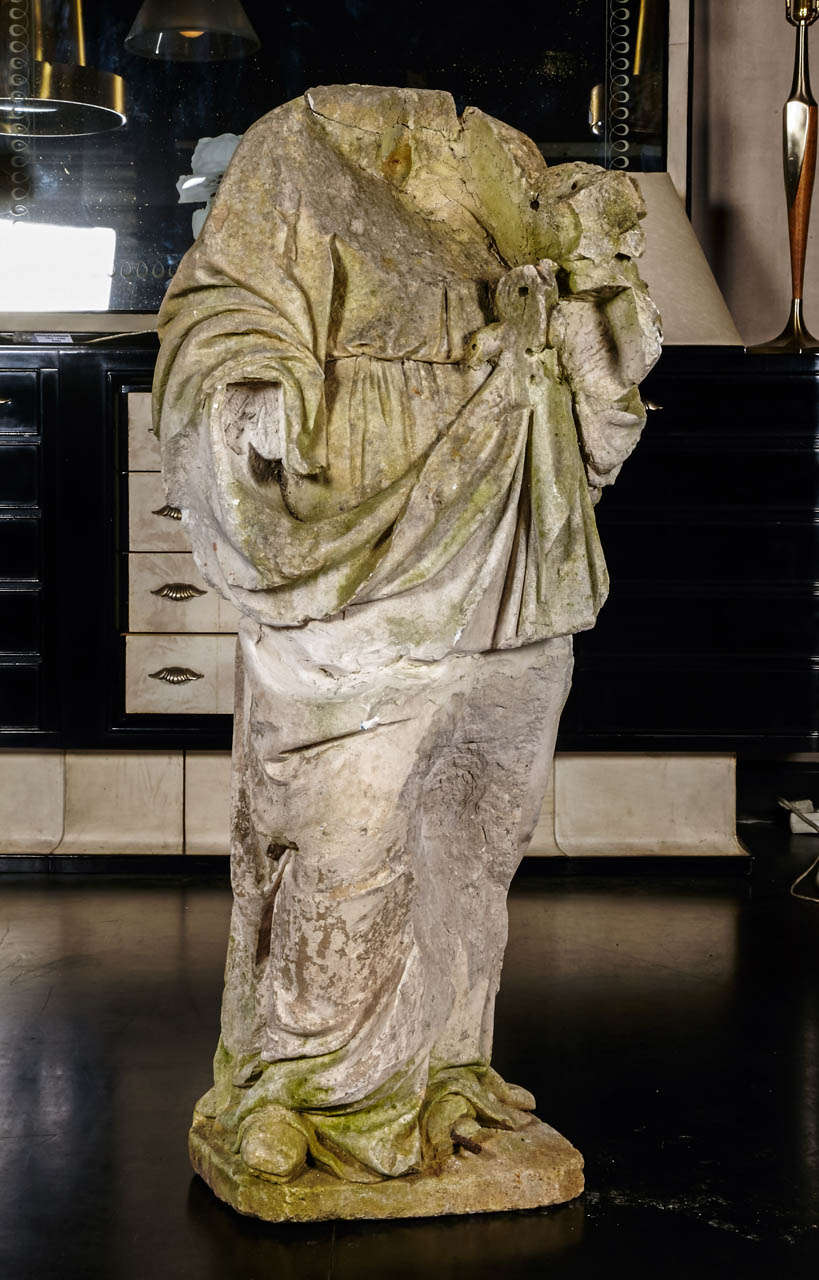 18th Century Madonna and Child stone statue.