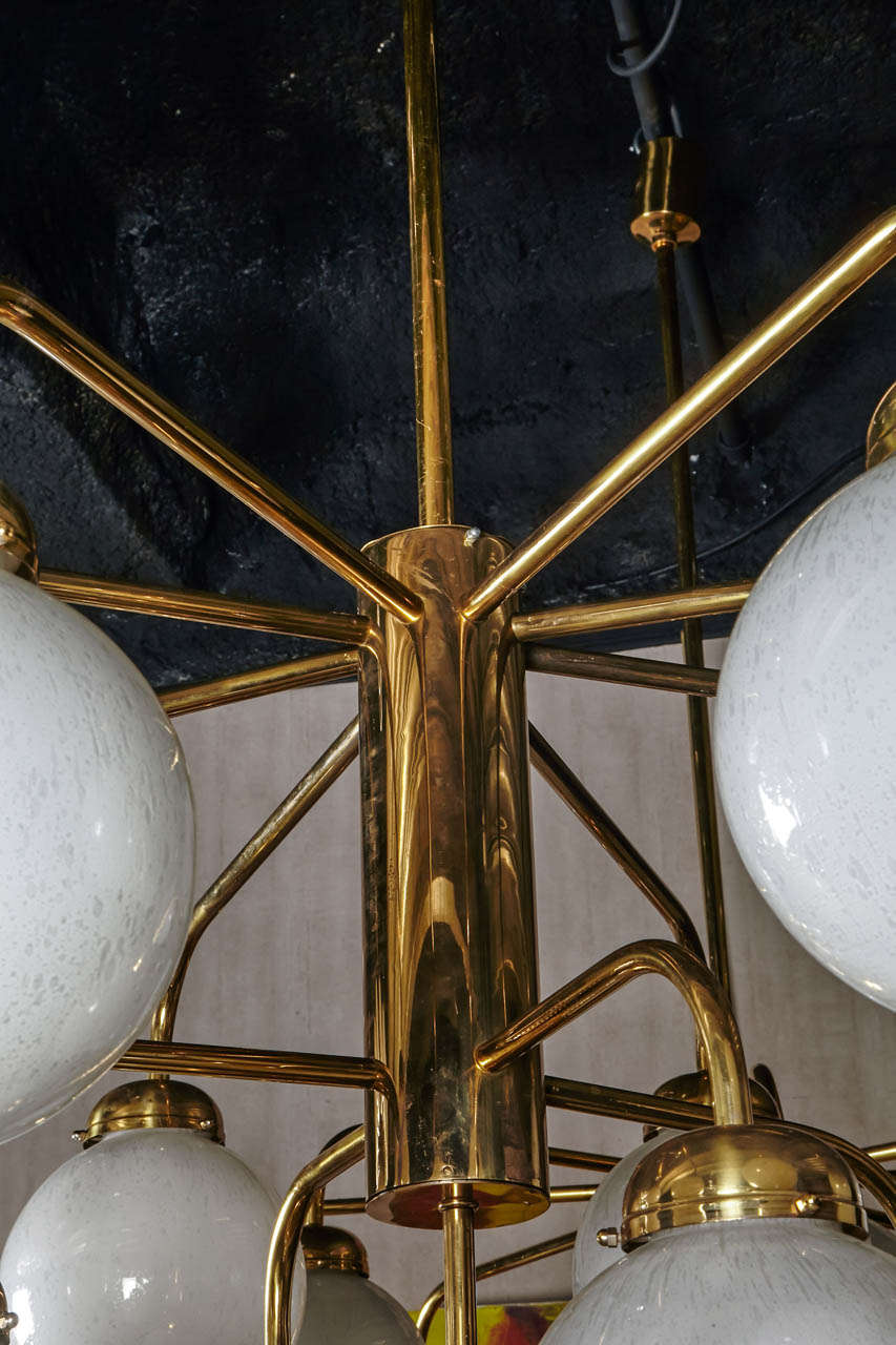 Pair of 1960s Gilded Brass Chandeliers For Sale 2