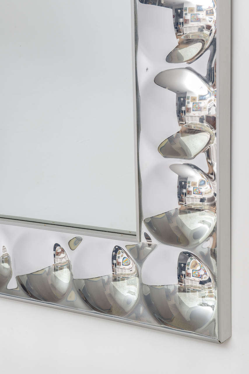 Silver Acrylic Bubble Mirror In Excellent Condition In Miami, FL
