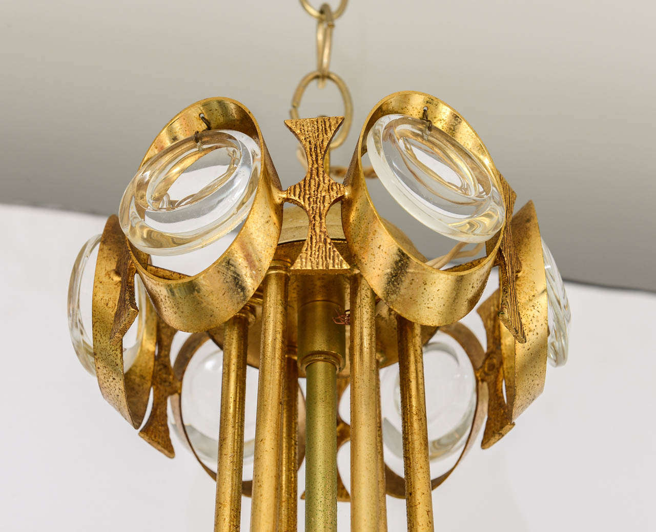 Gaetano Sciolari Crystal Prism and Gold Washed Brass Chandelier 3