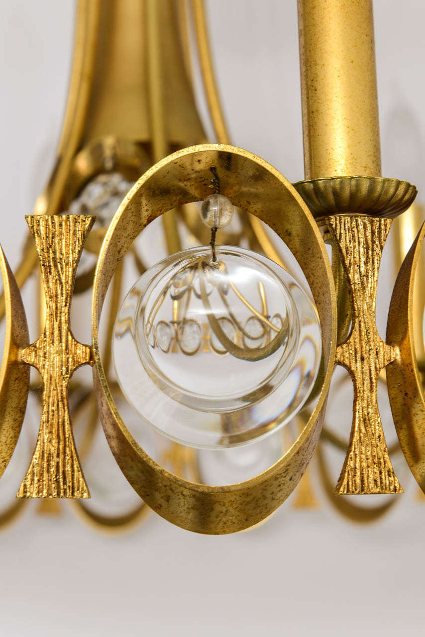 Gaetano Sciolari Crystal Prism and Gold Washed Brass Chandelier 4