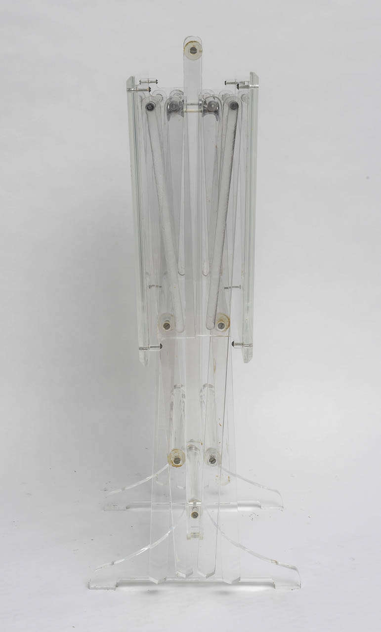 American Pair of Lucite Folding Tables on Chrome and Lucite Caddy