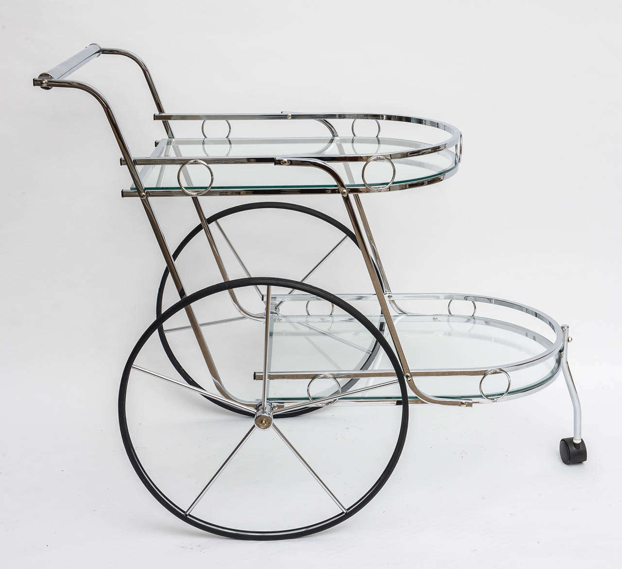 American Two-Tier Rounded Front Nickel Bar Cart