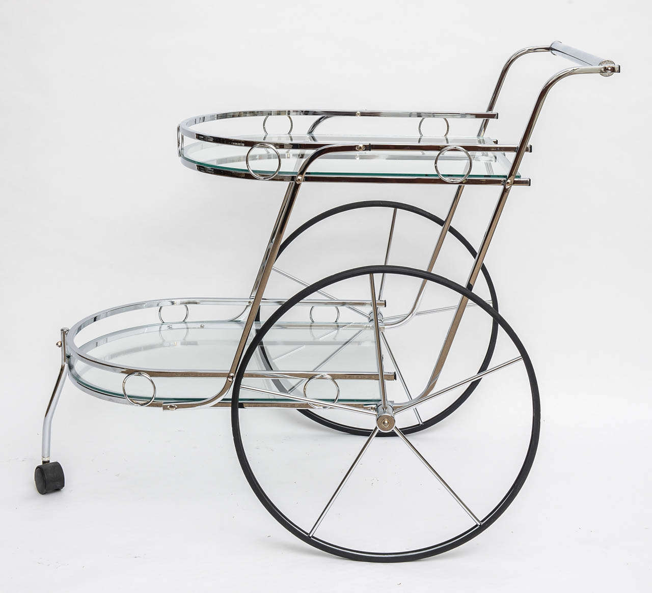 Two-Tier Rounded Front Nickel Bar Cart 1