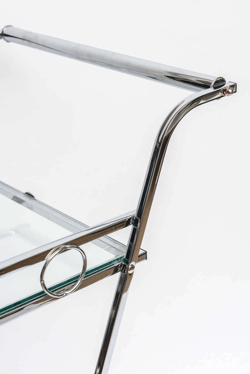 Two-Tier Rounded Front Nickel Bar Cart 3