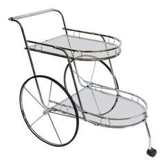 Used Two-Tier Rounded Front Nickel Bar Cart