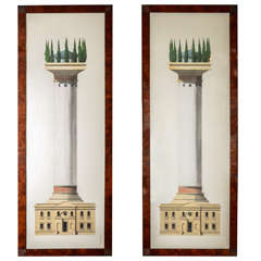 Two Surreal Architectural Watercolours