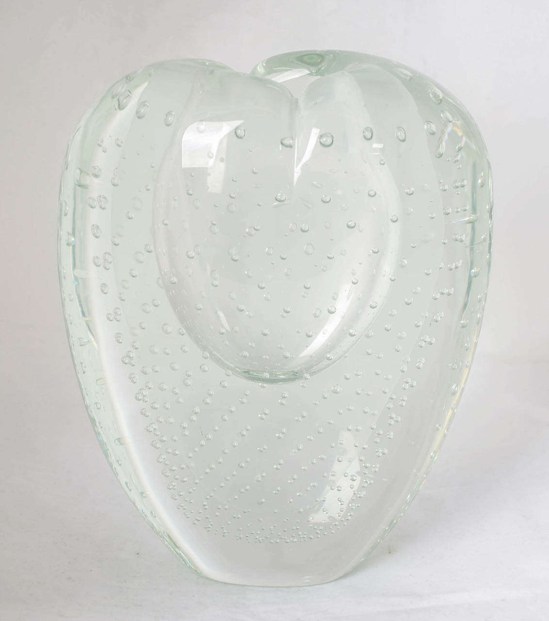 1970s, Italian Vase of clear, hand-blown, aerated glass, in the shape of a heart