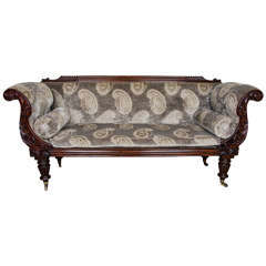 Late Regency Mahogany Framed Scroll End Sofa
