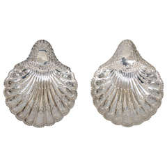 Pair of Silver Scalloped Shell Dishes