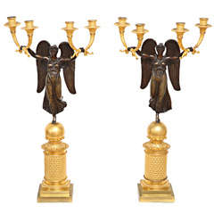 Pair of French Empire Candelabras