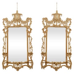 Vintage Pair of Chinoiserie  Georgian Style Mirrors.
