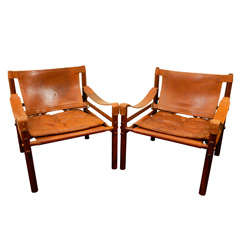 Arne Norell Leather Sirocco "Safari" Chairs