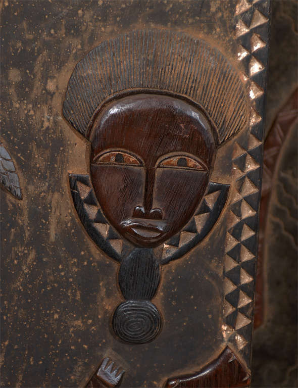 Decorative African Ivory Coast Grainery Door with Bird 2