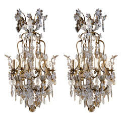 Maison Jansen chandelier featuring rock crystal and smokey topaz