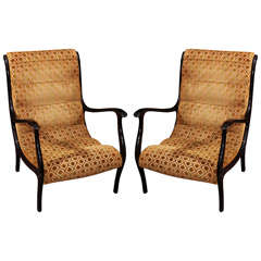 Pair low-slung mid century italian chairs