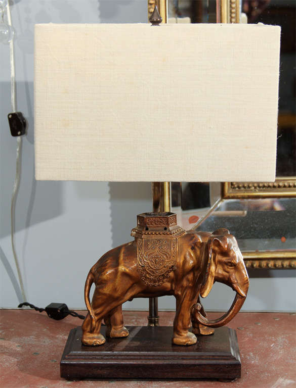 very nice elephant incense burner converted into lamp with custom shade.
