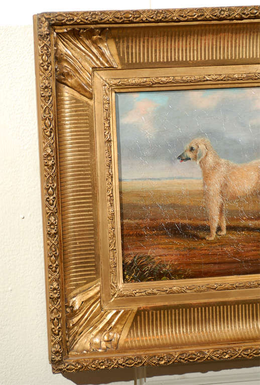 French Dog Portrait Oil Painting In Excellent Condition For Sale In Atlanta, GA