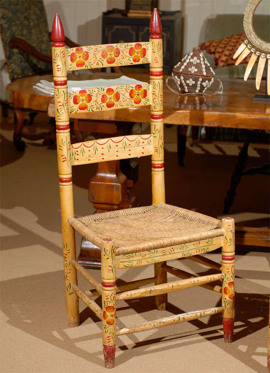 Pair Pennsylvania Dutch Ladder Back Chairs In Good Condition For Sale In Atlanta, GA