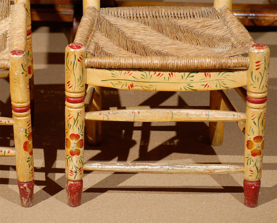 20th Century Pair Pennsylvania Dutch Ladder Back Chairs For Sale