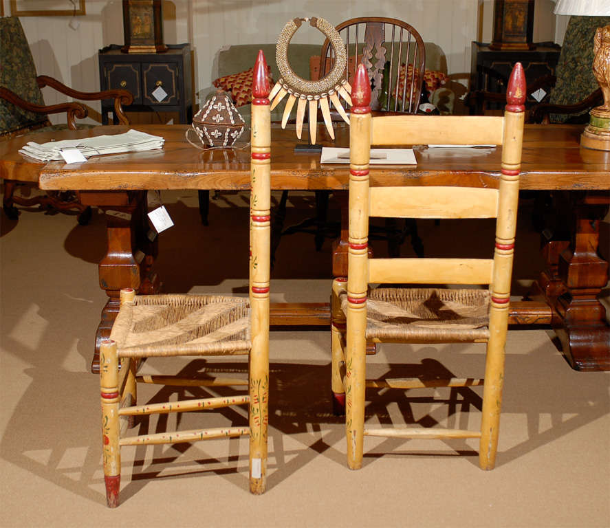 Pair Pennsylvania Dutch Ladder Back Chairs For Sale 3