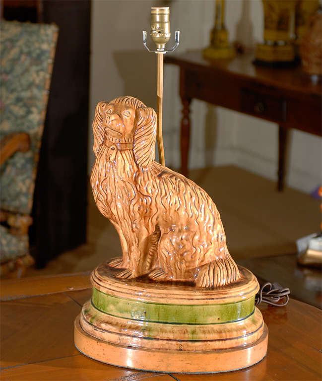 English Staffordshire Spaniel Lamp For Sale