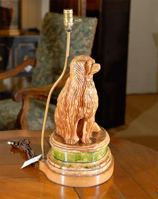 Staffordshire Spaniel Lamp In Excellent Condition For Sale In Atlanta, GA