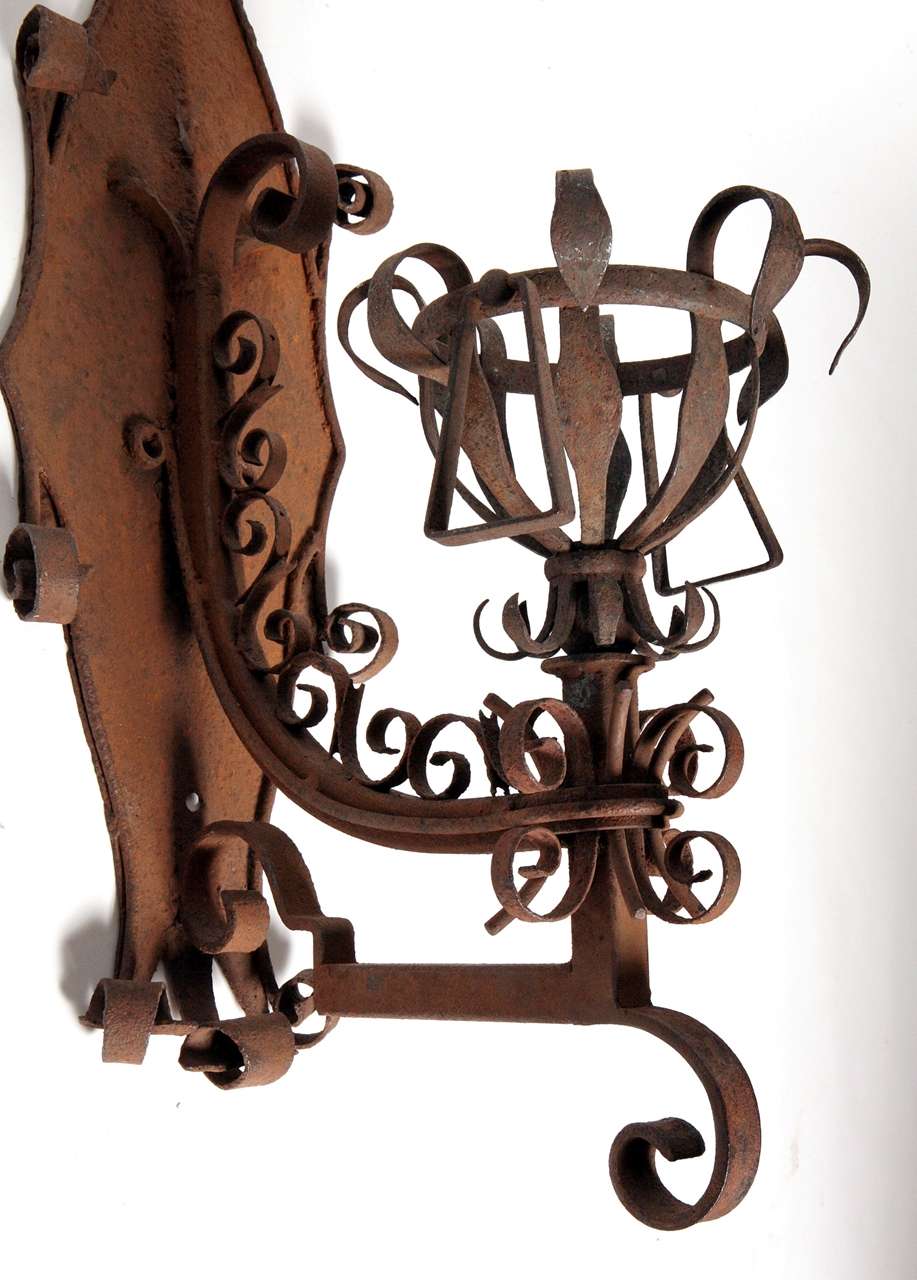 Belgian Large Iron Wall Sconces For Sale