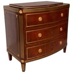 A Fine Russian Neoclassic Mahogany and Brass Inlaid Commode
