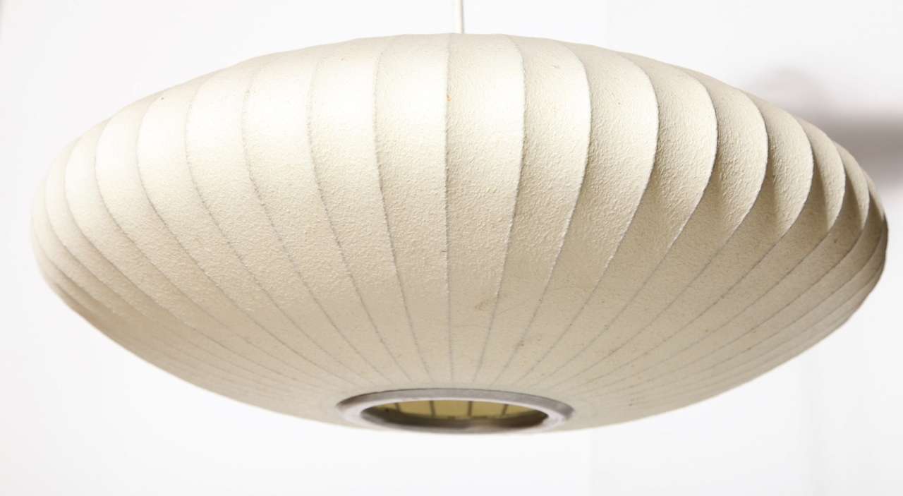 George Nelson for Howard Miller early production Hanging Bubble Lamp consisting of Off White innovative taut plastic on wire frame 