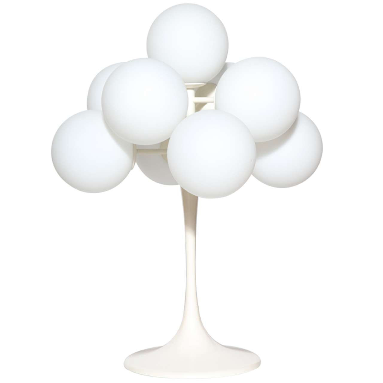 Max Bill Style E. R. Nele Original White Nine Globe Tulip Table Lamp, 1960s