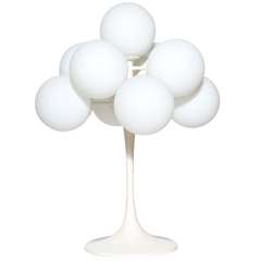 1960s Max Bill Off White Enamel Table Lamp with Nine White Frosted Glass Globes 6