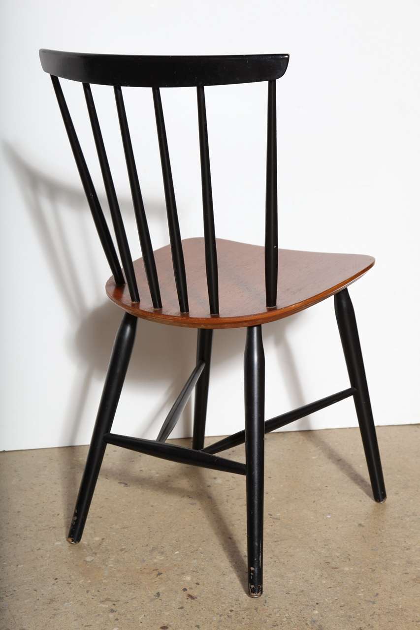 Scandinavian Modern 6 Farstrup Teak & Black Lacquer Chairs