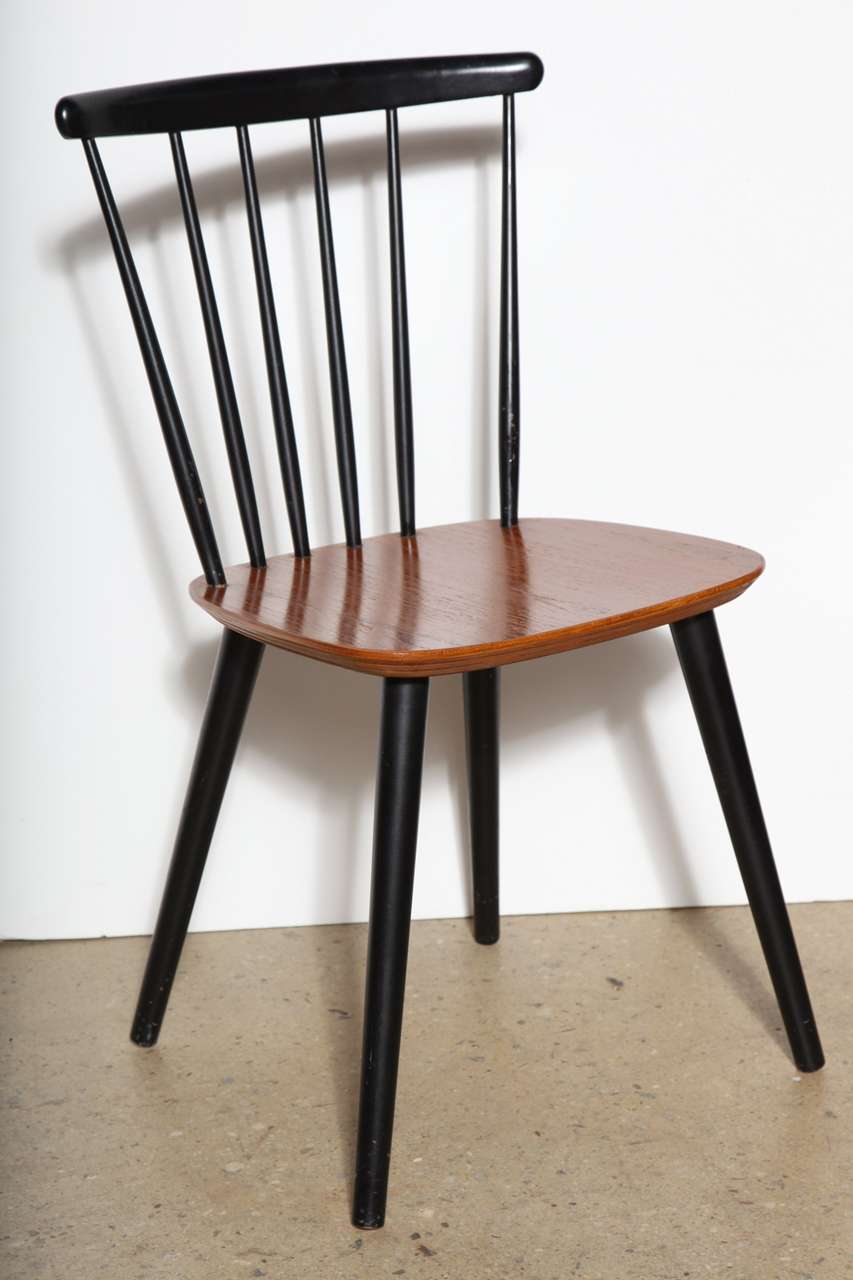 Mid-20th Century 6 Farstrup Teak & Black Lacquer Chairs