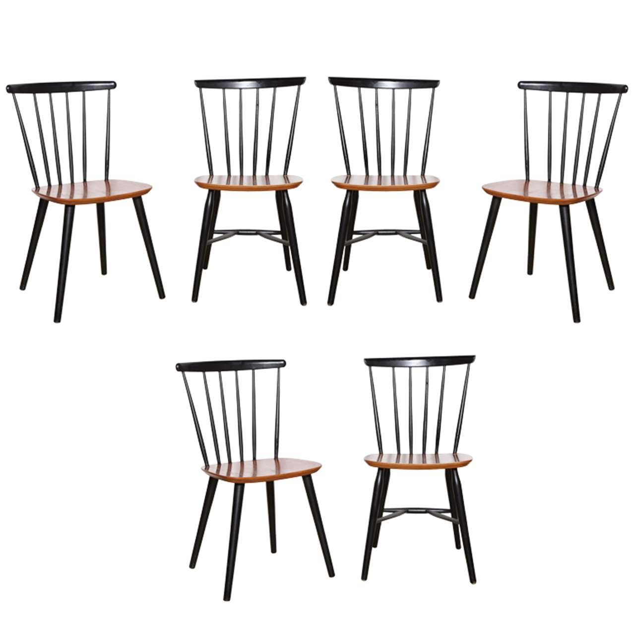 6 Farstrup Teak & Black Lacquer Chairs