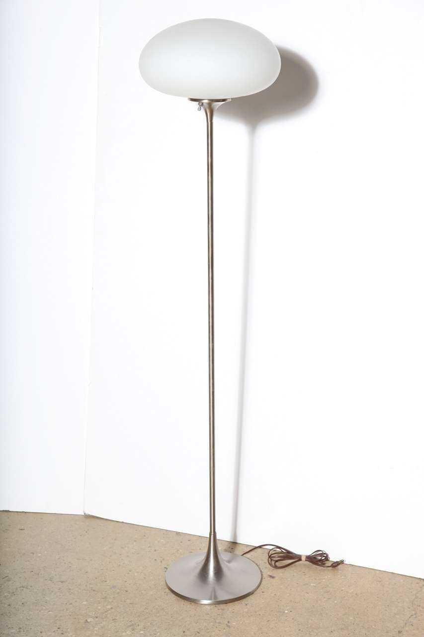 2 Bill Curry Design Line Brushed Nickel and Glass Floor Lamp with White frosted  