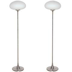 pair of Laurel Company Brushed Nickel Floor Lamps