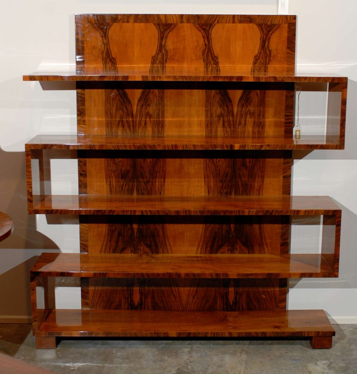 Art Deco Walnut Bookcase with Tall Back 3