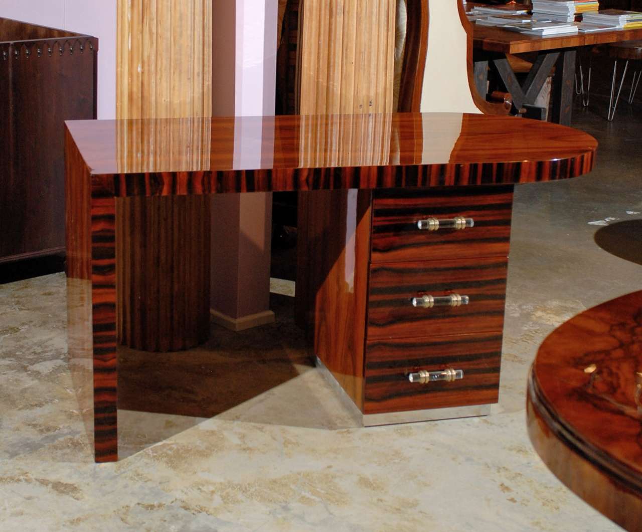 Art Deco Curved End Desk at 1stDibs